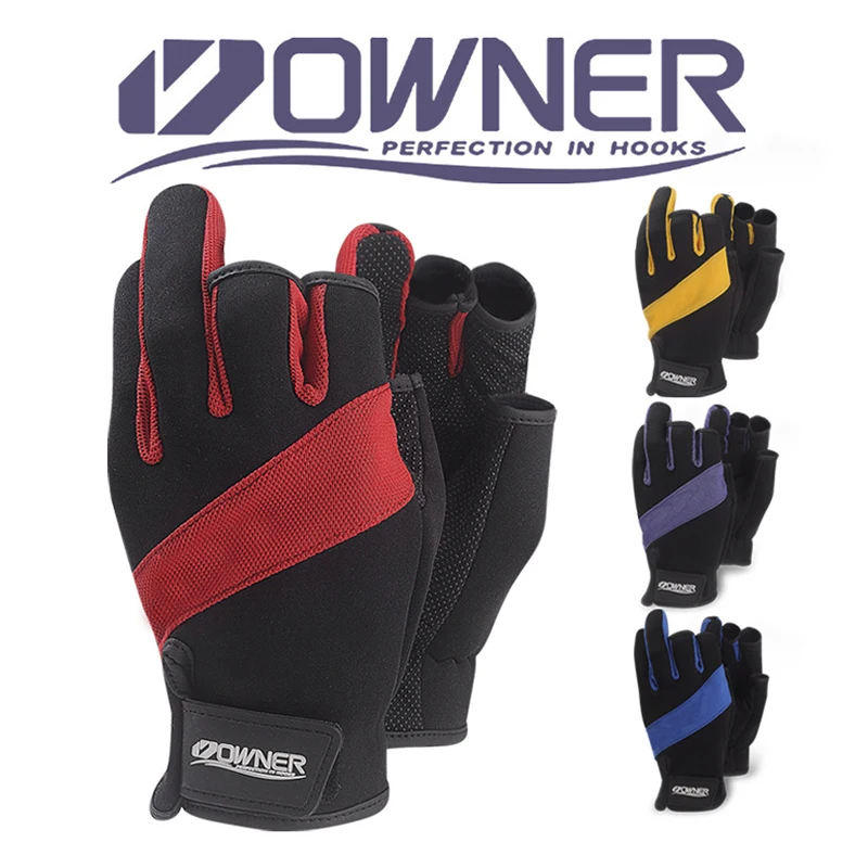 

Owner Anti-Slip Hiking Fishing Gloves Anti-Cut With Imported Sheepskin Fingerless Hiking Fishing Gloves with Cut Three Gloves