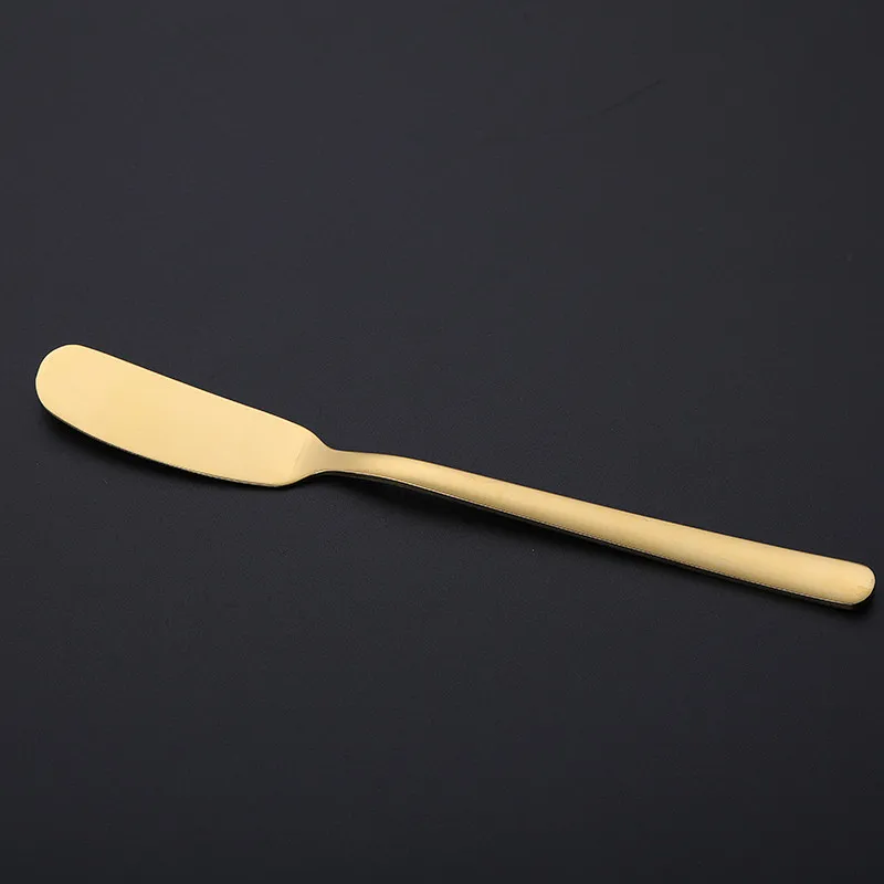 Ножи для масла нож для джема мечи из нержавеющей стали, дессертная тестомесильница нож для кремового торта столовые приборы для завтрака инструменты для очистки ножей 6 шт./компл - Цвет: gold