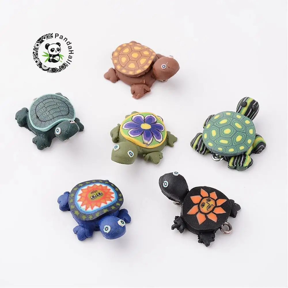 

Handmade Polymer Clay Pendants Tortoises Mixed Color 19x26mm Hole: 2mm