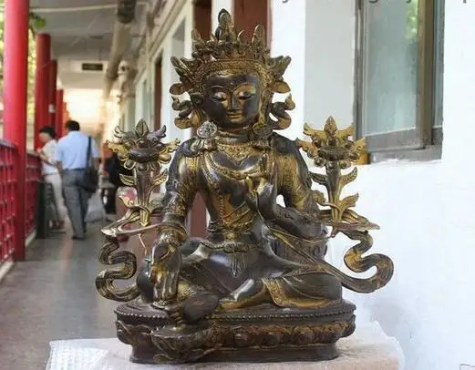 

27 Tibet Buddhist hall Bronze Copper Green Tara Kwan-yin Boddhisattva Statue