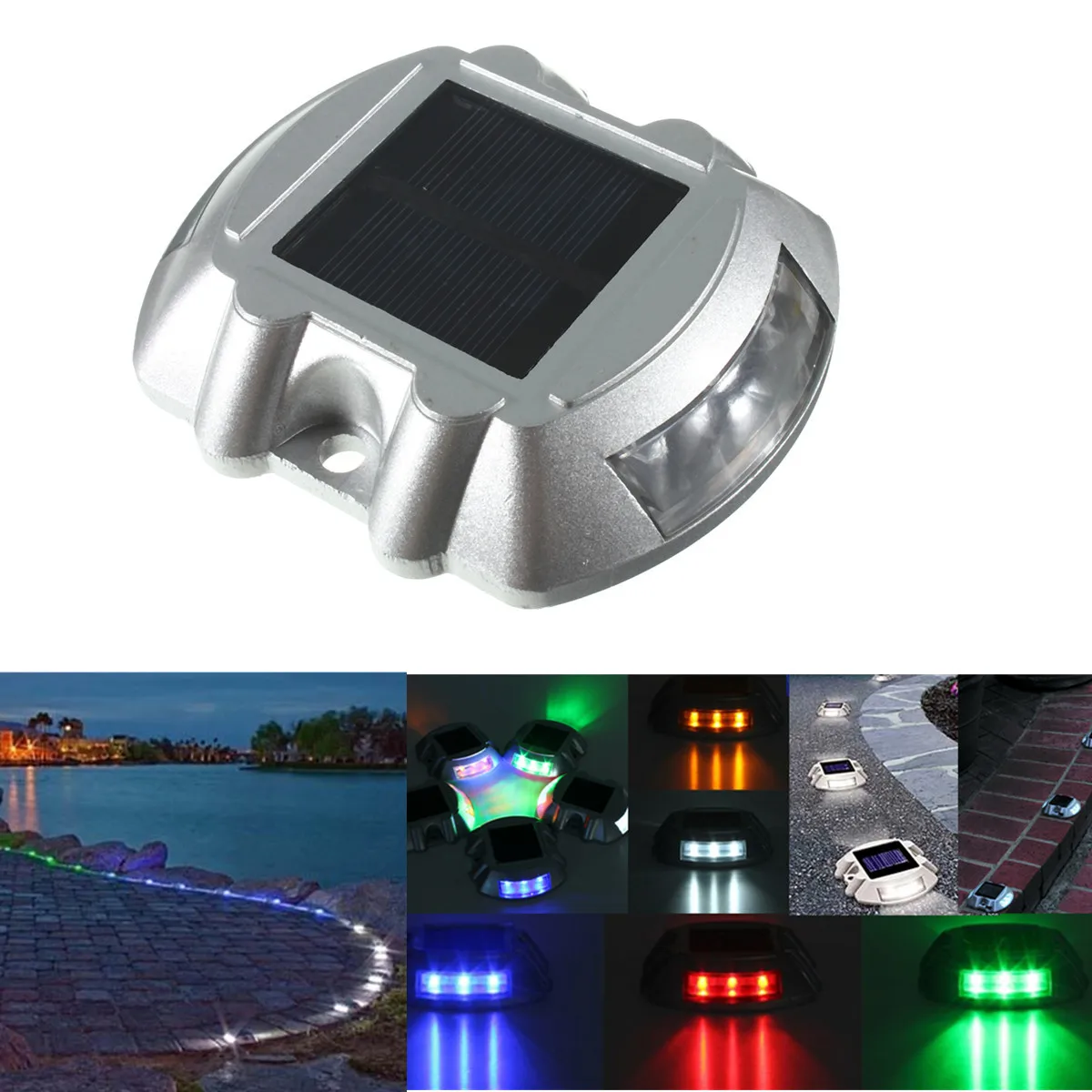 Goede Jiguoor Waterdichte Zonne energie 6 LED Outdoor Tuin Grond Road Oprit Pathway Road Dock Stap Licht Mh batterij Solar Lamp