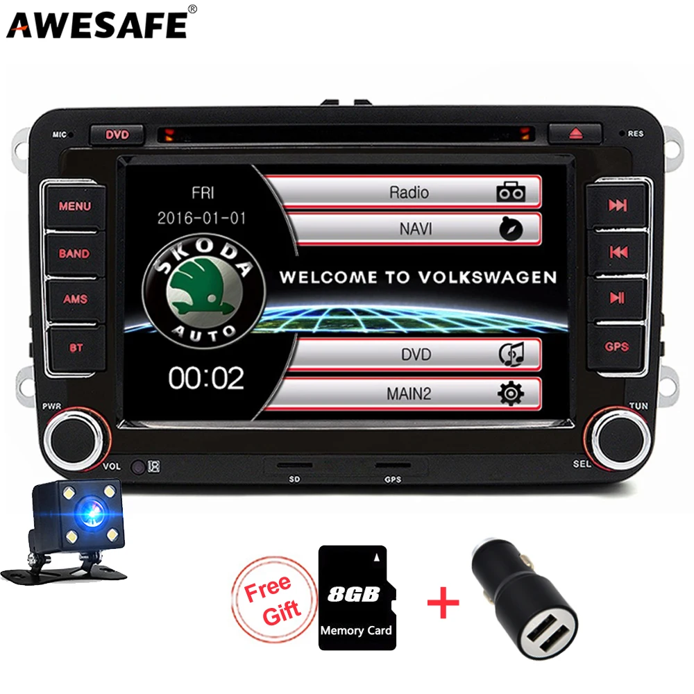 AWESAFE 2 Din Car Multimedia player DVD GPS Radio for