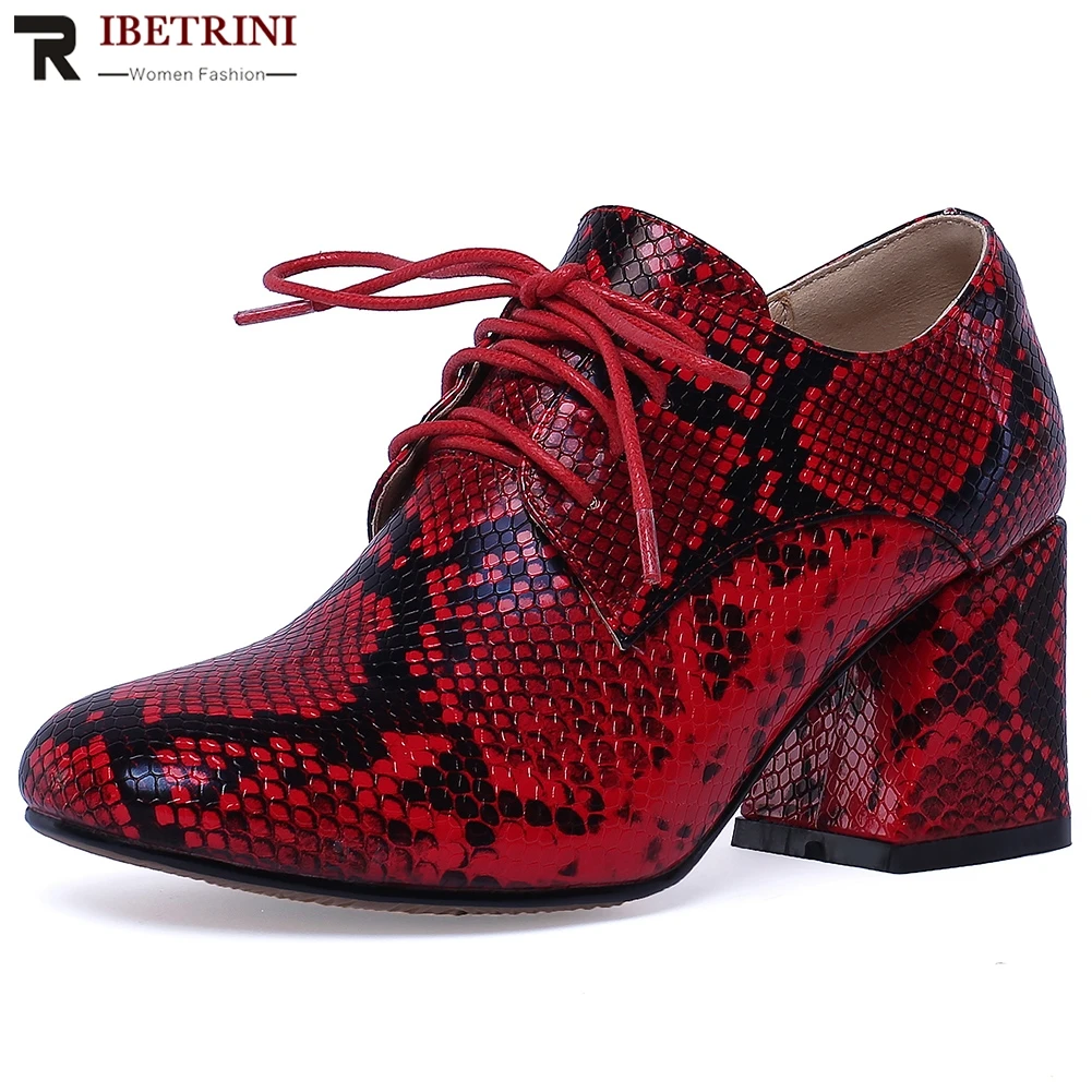 RIBETRINI/Новое поступление 2019, модные разноцветные туфли-лодочки из натуральной коровьей кожи, женская обувь на шнуровке, женские