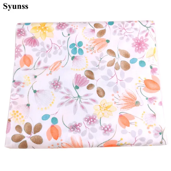 Syunss Diy Patchwork Cloth For Quilting Baby Cribs Cushions Dress Sewing Tissus Orange Floral Dot Printed Cotton Fabric Tecido - Цвет: floral