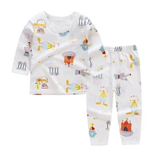 Милая Детская осенняя Пижама, комплект одежды, пижама с героями мультфильмов для мальчиков и девочек детский топ с длинными рукавами+ штаны, домашняя одежда для малышей