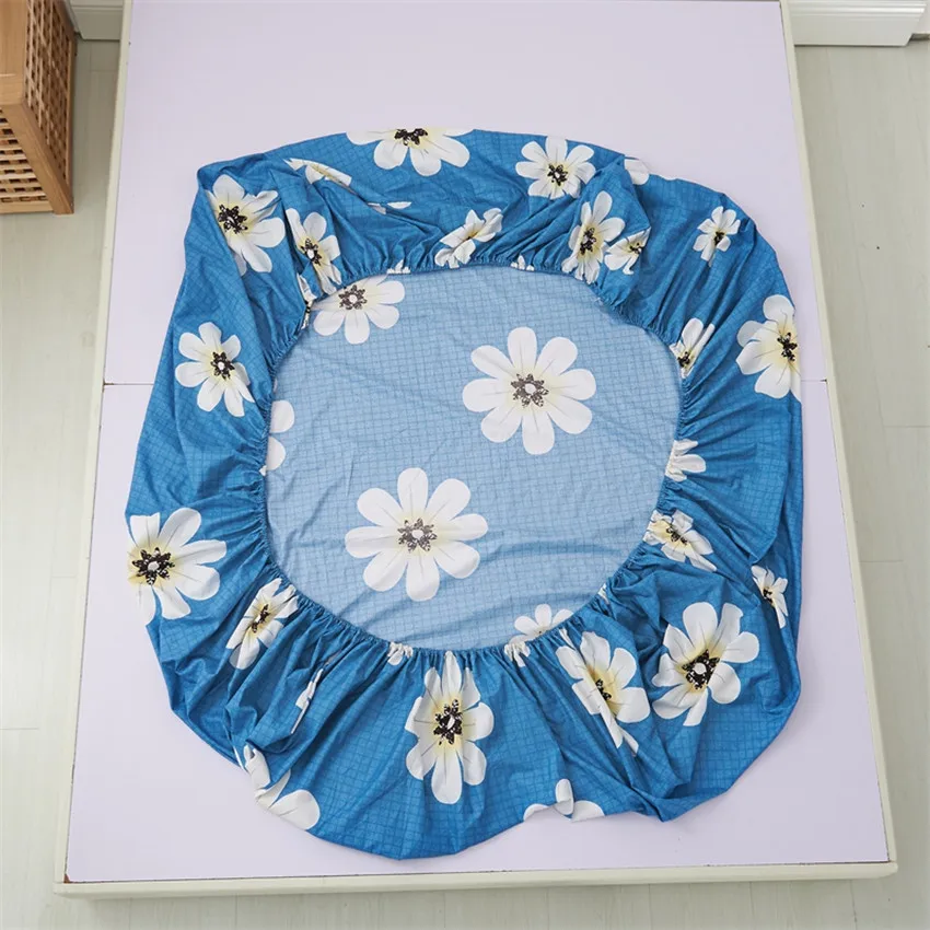 1pcs-White-Flowers-Printed-Bedding-Bed-Sheets-With-Elastic-100-Polyester-Fitted-Sheets-Mattress-Cover-Band (1)