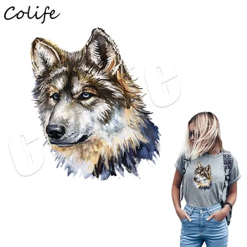 

Wolf Heat Transfer Vinyl Paper Stickers On T-Shirts Applique For Men Washable DIY Iron On Parches Vivid Patches For Unisex Decor