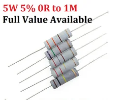 10pcs 5W (0R ~ 1M) 10K Ohm Carbon Film Resistor 0.5R 0.1R 220R 4.7k 2.2K 1K Metal Film 5/6/7/8/9.0.1.2.3.4.5.6.7./R/K Free Ship
