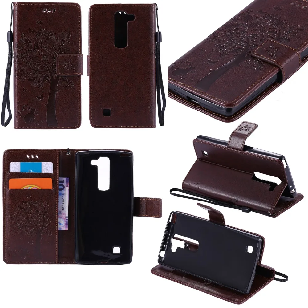 

Luxury Cat Tree Pattern Leather Cell Phone Case Cover For LG Magna H502 H500N LG G4c G4 mini H525N C90 Phone Bags Fundas Coque