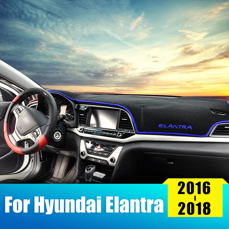 

For Hyundai Elantra 2016 2017 2018 LHD Car Dashboard Covers Dashmat Avoid Light Pad Sun Shade Carpets Anti-UV Summer Accessories