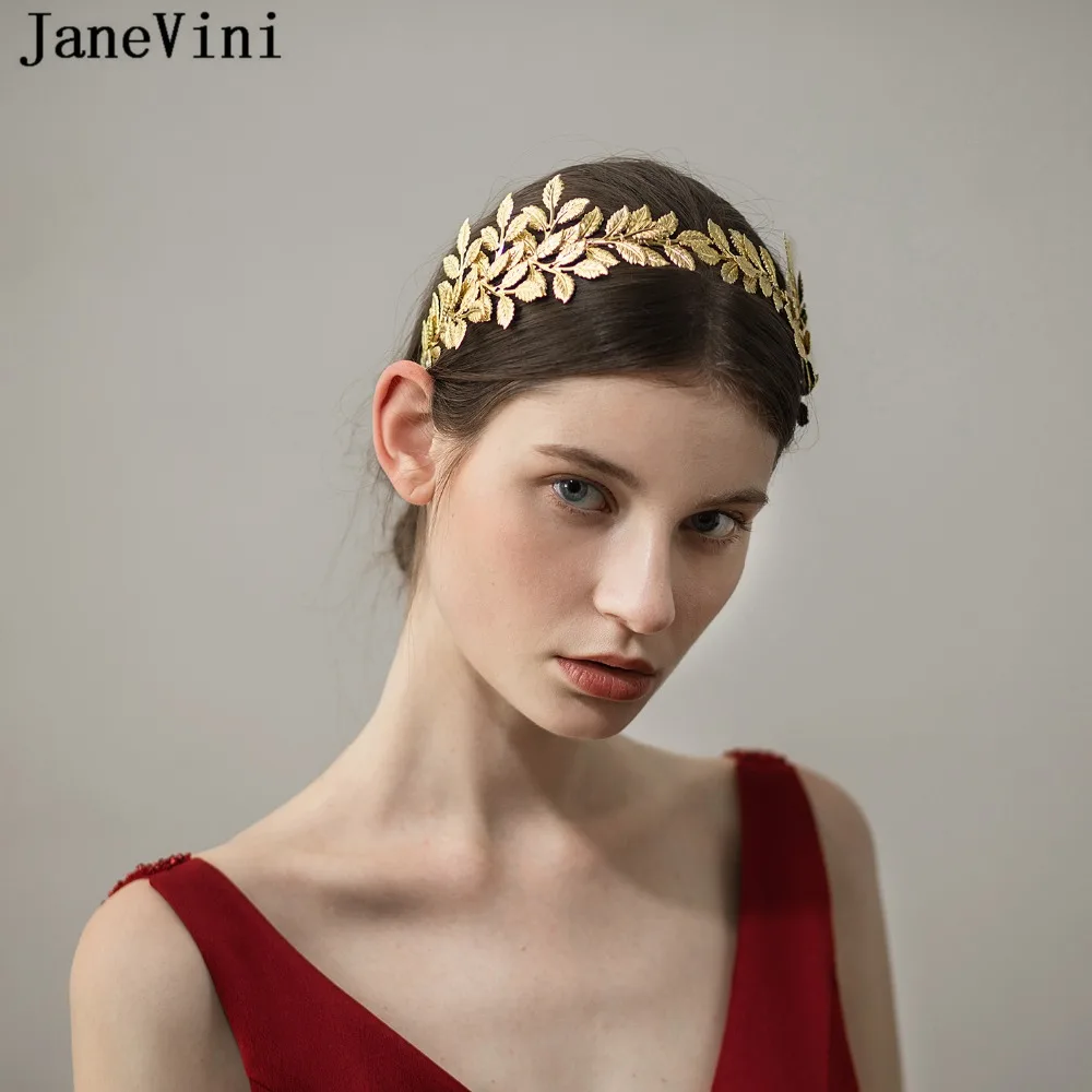 

JaneVini 2019 Fashion Gold Metal Leaves Handmade Bridal Headbands Women Hairbands Wedding Tiaras Crowns Jewelry Hair Accessories