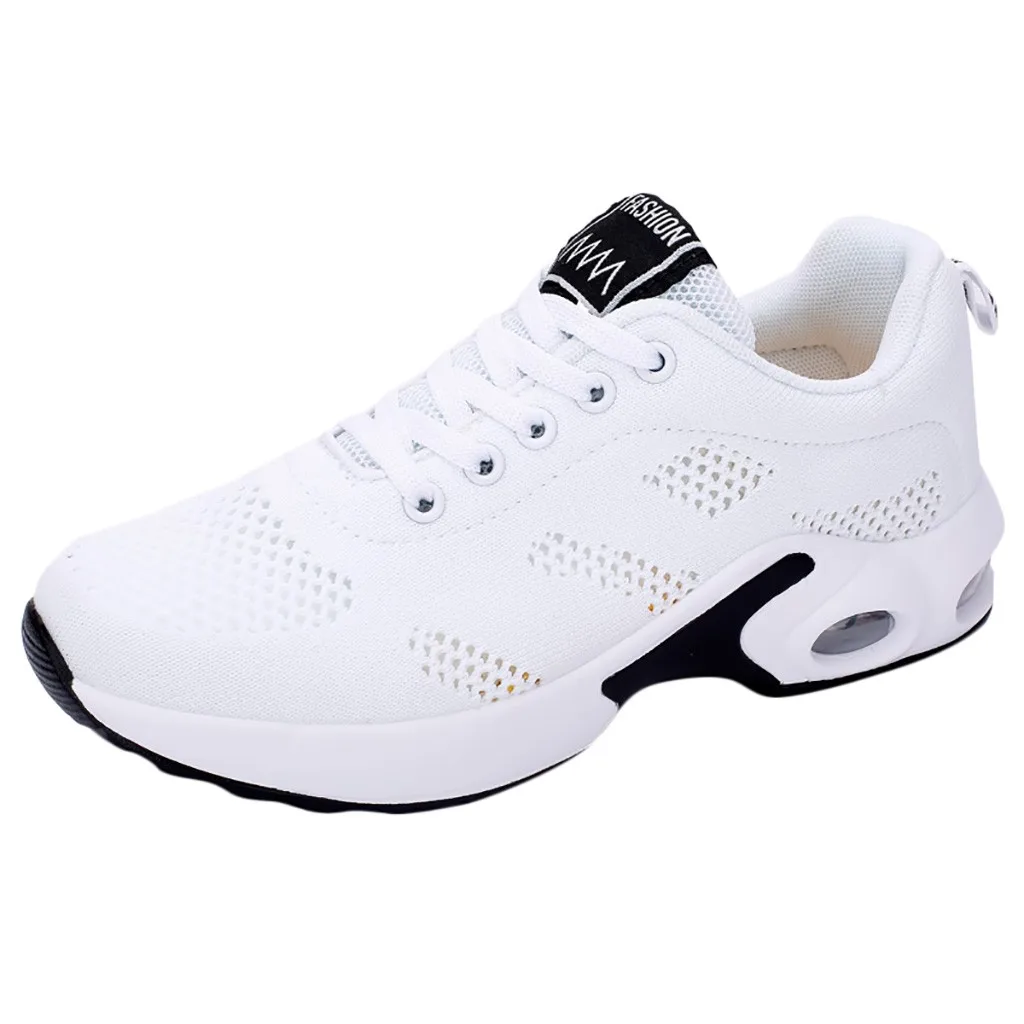 Белые туфли на плоской подошве женские модные сетчатые спортивные кроссовки для