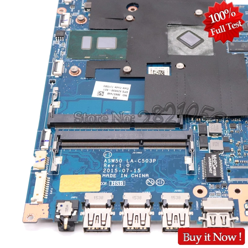 NOKOTION для hp Envy 15-AE 15-AE101NF ASW50 LA-C503P 829898-601 829898-001 материнской платы ноутбука SR2EZ I7-6500U Процессор 940 м gpu