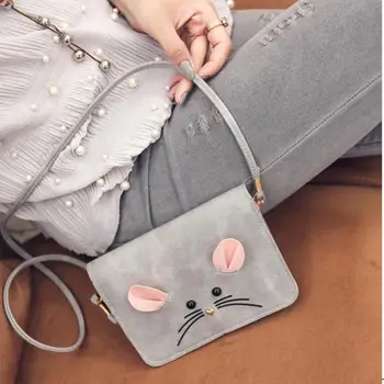 

Women Cartoon Little Mouse Satchel Handbag Ladies PU Leather Mini Crossbody Bag For Women Cute Scrub Small Square Shoulder Bolsa