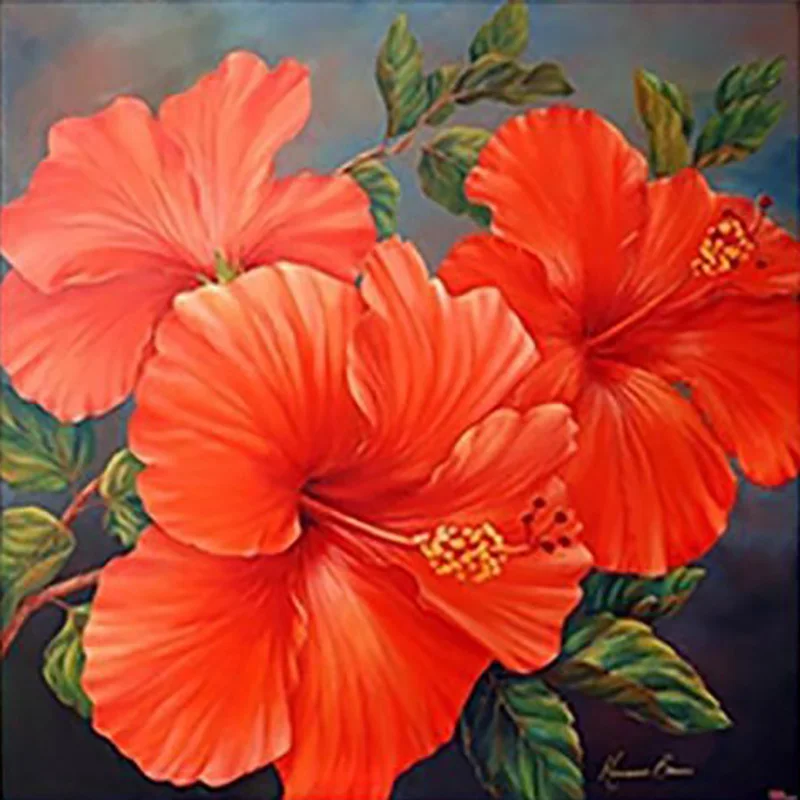 

Diamond Painting By Number Cross Stitch Diamond Painting Embroidery For Wall Decoration Home Wall Decor (With Kits) Red Flower