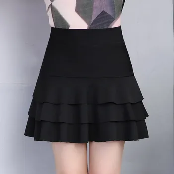 

Women Office Elegant Sweet Skirts Casual Mini Skirt Black Solid Basic Skirt
