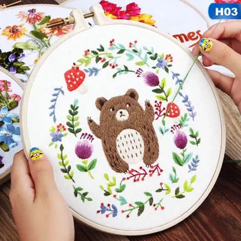 

1PC Europe DIY Ribbon Flowers Handmade Embroidery Sampler Kit For Beginner Needlework Kits Cross Stitch Arts Crafts Sewing Decor