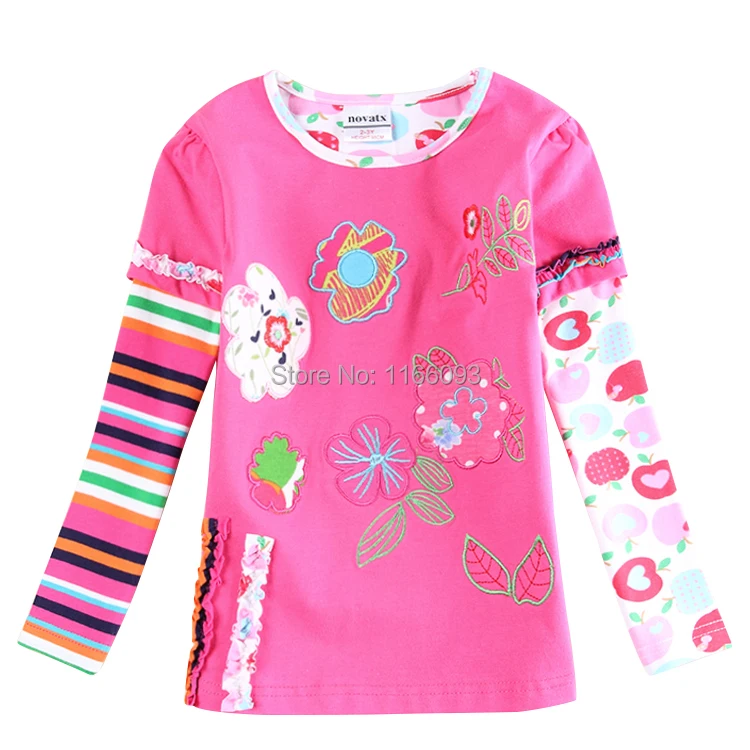 F5901 New Flower Pattern Embroidery Baby Girl Children Spring Rose Red
