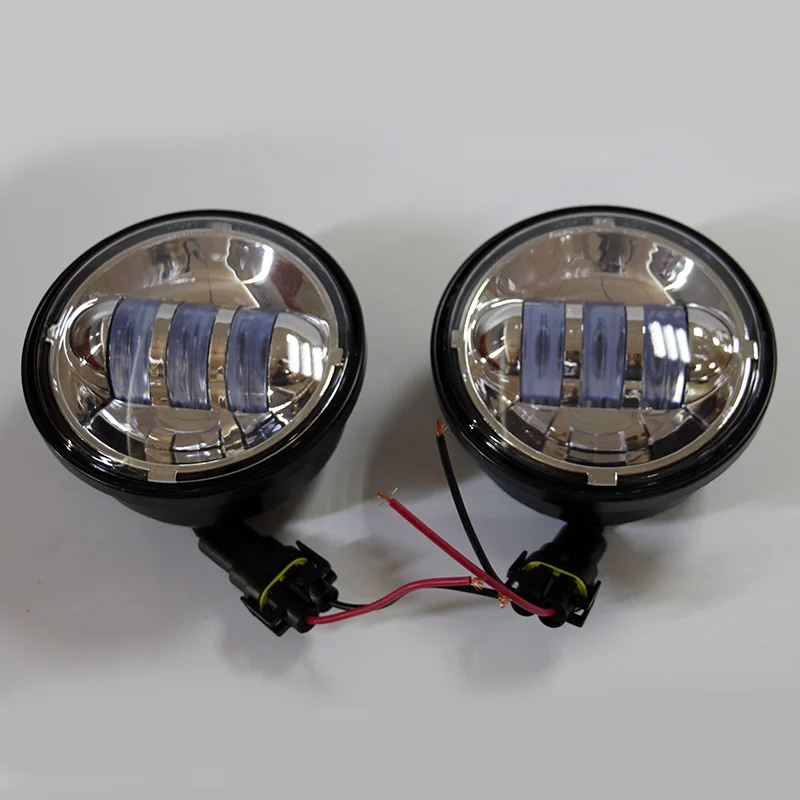 Pair 4 1/2" 4.5" Chrome LED Auxiliary Spot Fog Passing Lamp For Harley