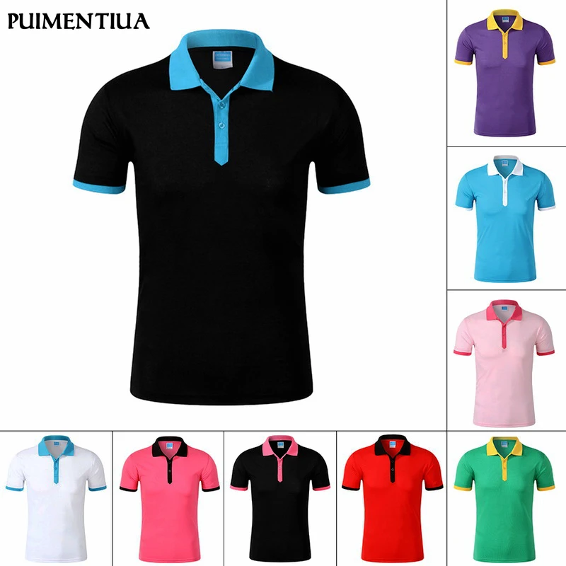 

Puimentiua Men's Casual Turn-down Collar Short Sleeve Shirt Men Skinny Patchwork Shirts Summer Fashion Fitness Running Shirt Top