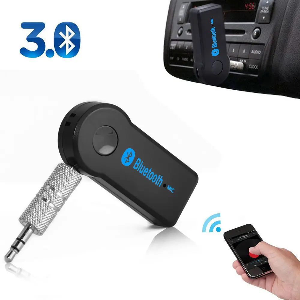 

100pcs/lot 3.5mm Streaming Car A2DP Wireless Bluetooth Car Kit AUX Audio Music Receiver Adapter Handsfree with Mic For Phone MP3