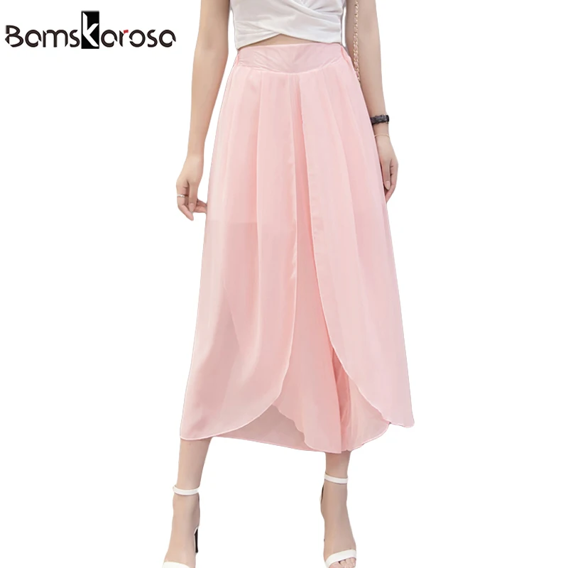 

Solid Wide Leg Pants Women 2019 Summer Ladies Casual Loose Trousers Women High Waist Chiffon Pants pantalon femme Plus Size 5XL