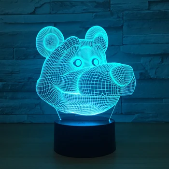 

Innovative 3D illusion Night Lamp Acrylic USB LED Night Light Bear Head 7 Colorful Touch Sensor Remote Light Children Kids Gift