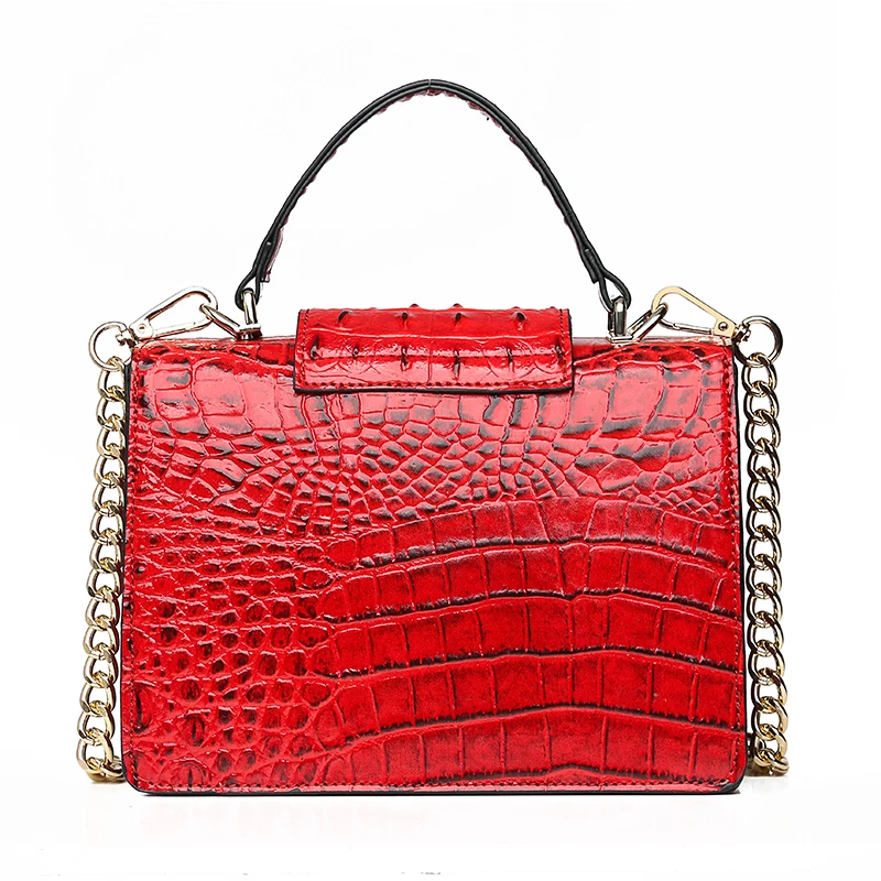 Брендовые дизайнерские сумки для женщин, роскошные кожаные сумки через плечо с крокодиловым узором, маленькая дамская сумочка с цепочкой из аллигатора