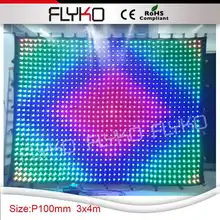 Большой Несгораемый полноцветный бархата double deck p100 светодио дный занавес/светодио дный видео ткань