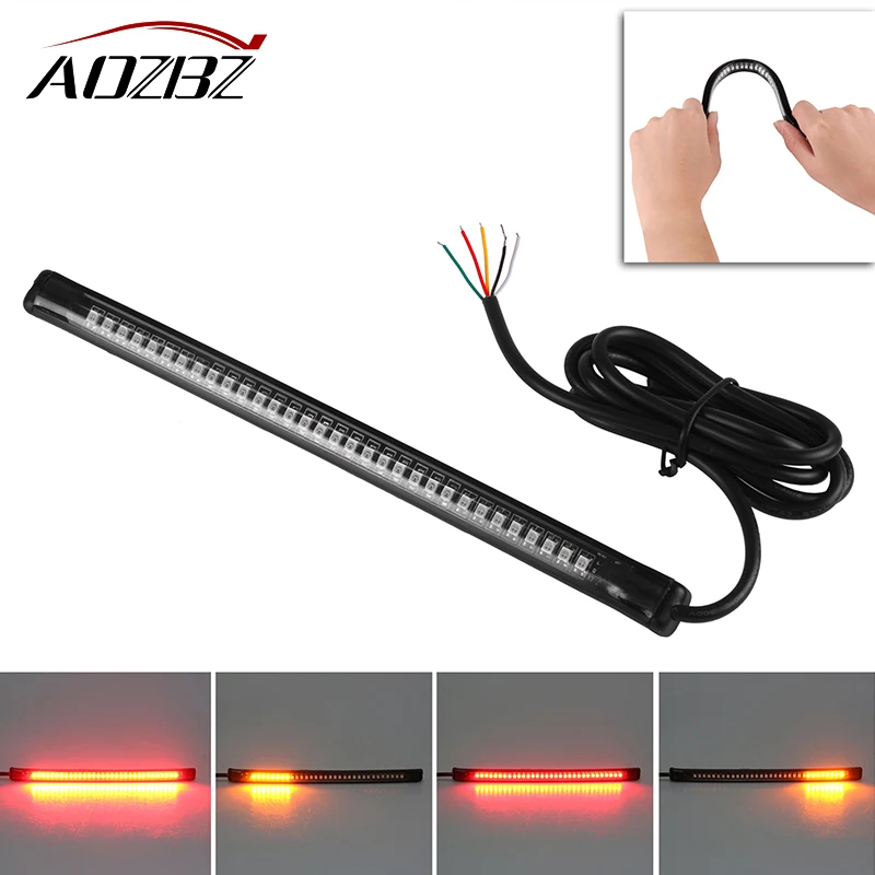AOZBZ Universal LED Motorcycle Brake Lights Turn Signal Light Strip 32