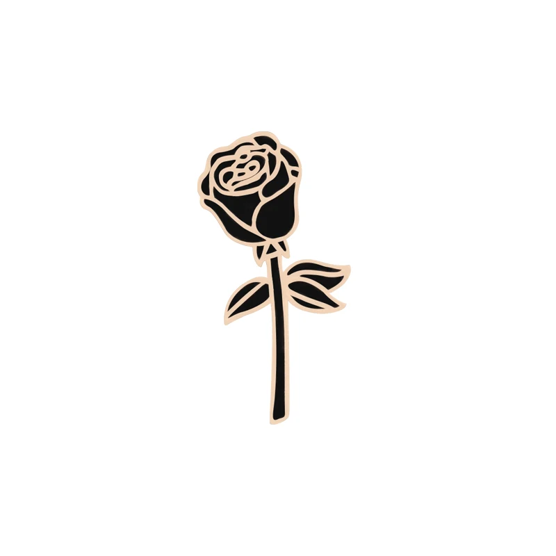 Flower Enamel Pins Vintage Red Black Rose Heart Brooches Denim Clothes Lapel Pin Hat Backpack Badge Girl Women Accessories - Окраска металла: Black Flower