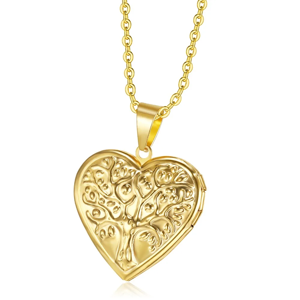 Mimeng Titanium Jewelry Retro personality life tree heart-shaped pendant I love your Photo Box Necklace | Украшения и аксессуары