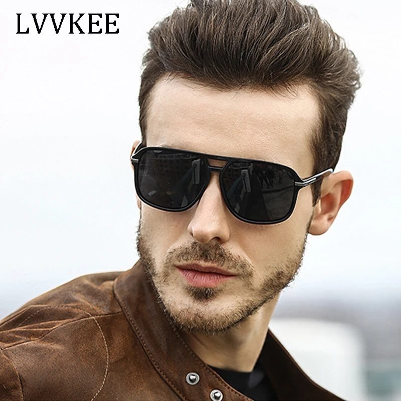 

2018 LVVKEE brand Classic Men Retro Big frame sunglasses Polarized Square UV400 HD oculos Gafas male Driving Eyewear