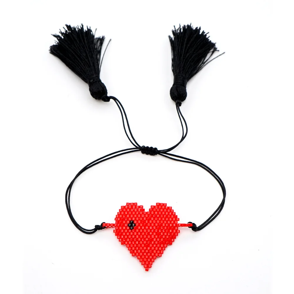 

Chissen 2019 Handmade Woven Tassel Delica Beads Heart Charm Bracelate for Women Straw Boho Turkey Cartoon Adjustable Jewelry