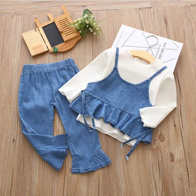 

Hot Selling Newest Baby's Suit,2019 New Girl's Children's Clothing Cowboy Coat Dress Long Sleeve Kids Summer Boutique Clothing