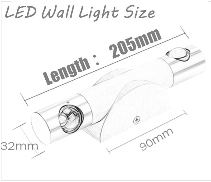 Современный светодиодный настенный светильник с алюминиевым корпусом, настенный светильник для спальни, домашний светильник, светильник для ванной комнаты, настенный светильник