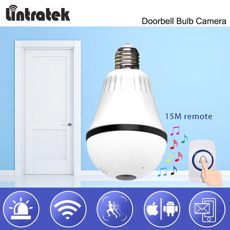

Lintratek 960P 360 Degree WiFi Bulb VR Panoramic Camera E27 LED Light Wireless Security Home Doorbell IP Camera mini CCTV#45