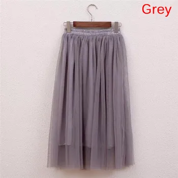 

Elastic Waist Sun Fluffy Tutu Skirt Tulle Skirts Women Summer Casual High Waist Long Skirt Jupe Longue Femme