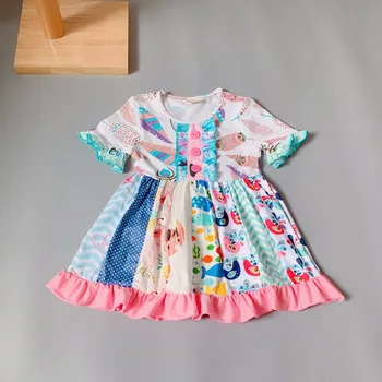 

Cotton Summer Girls dress clothes ruffles Dress kids princess girls dress frocks pastoralism