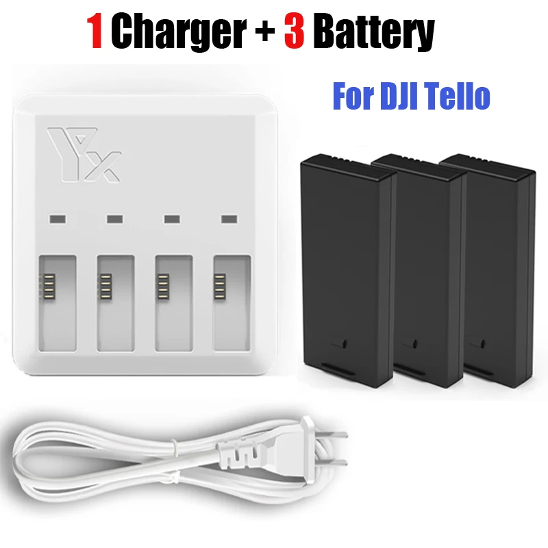 Tello 3pcs/2pc/1PC battery/Charger 4in1 Mult Battery Charging Hub for DJI Tello Drone Intelligent Flight  Quick Charging US Plug