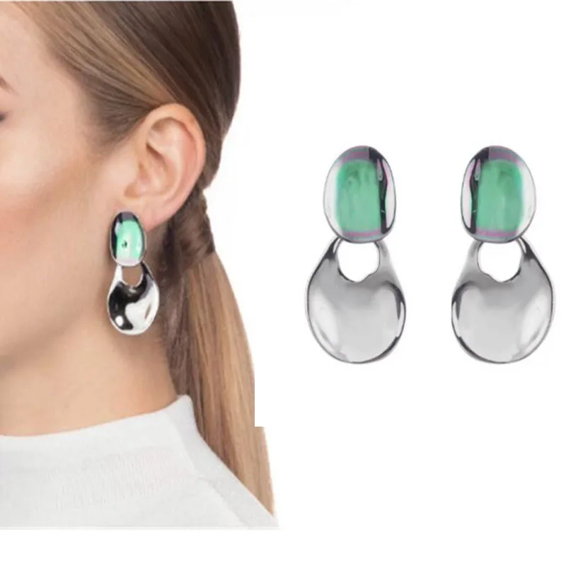 

CSxjd High quality luxury personality metal Mixed color pleats black metal stud earrings fashion temperament jewelry