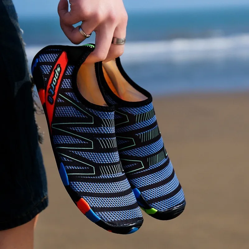 Новая летняя Уличная обувь для мужчин женщин легкая дышащая сетка крик пляжная быстросохнущая болотных восходящих рыболовные сети воды - Цвет: 186-DarkBlue