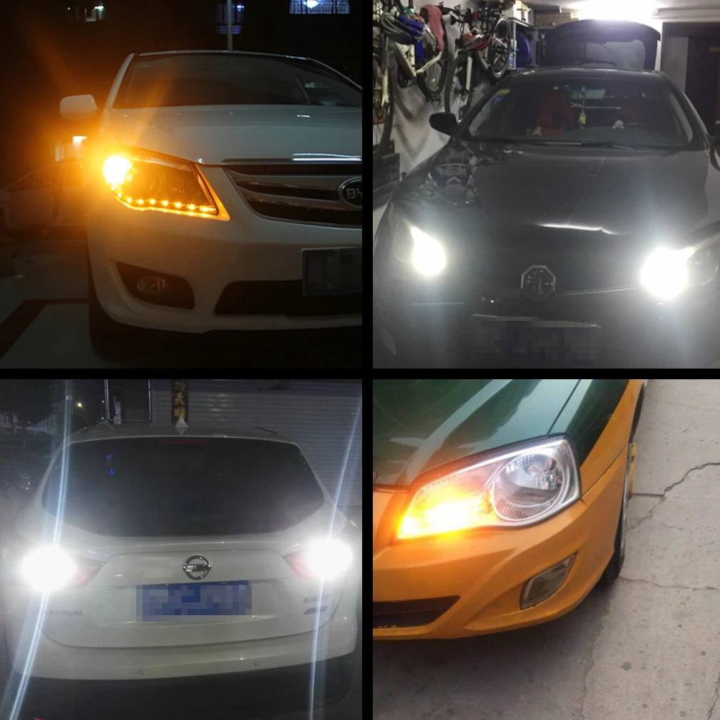Switchback-LED ,  õ/DRL ڵ  T20 Led 7443 W21/5W 1157 BAY15D P21/5W T25 3157 P27/7W Ȳ  , 2 