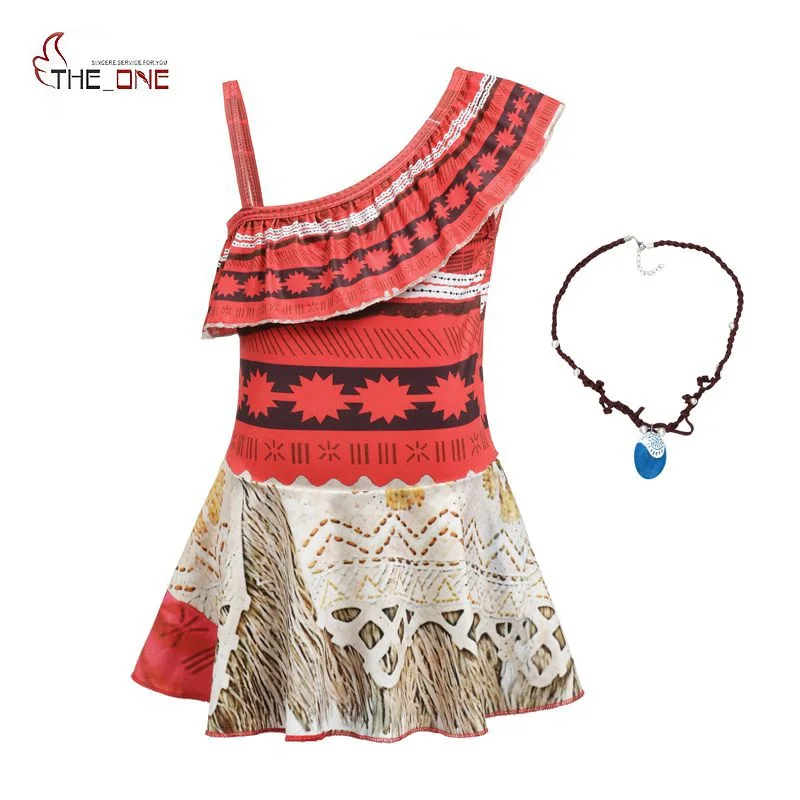 Meninas Moana Vestido Crianças Cosplay Roupas Princesa Vaiana T-shirt Longa  Saia Crianças Festa de Aniversário Fantasia Com Colar Wig Set