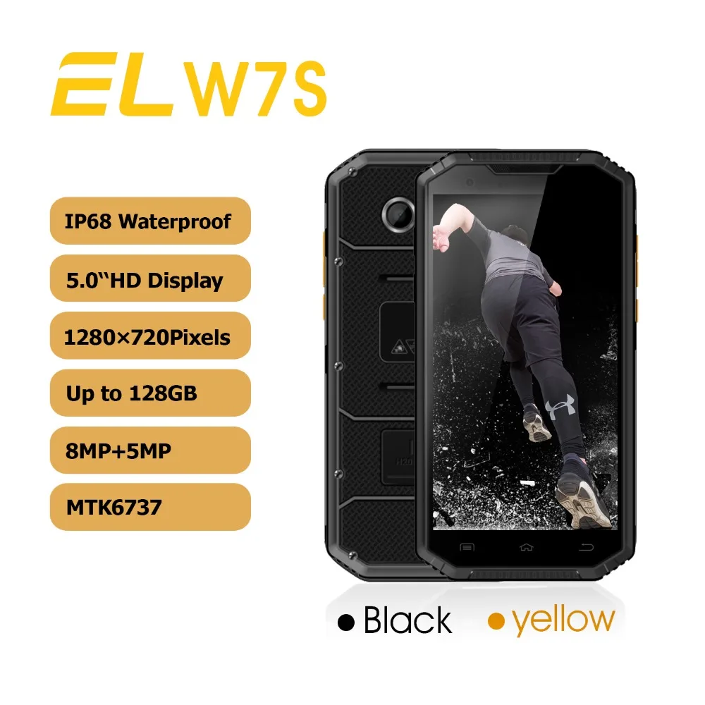 E & L W7S 4G водонепроницаемый 5 0 дюймовый HD IP68 мобильный телефон MTK 6737