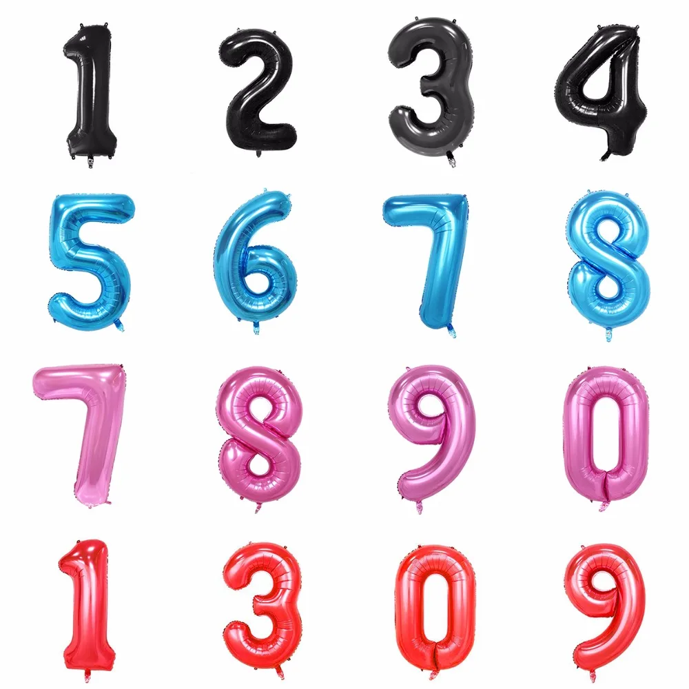 40 Inch Red Black Blue Foil Balloon Large Helium Number