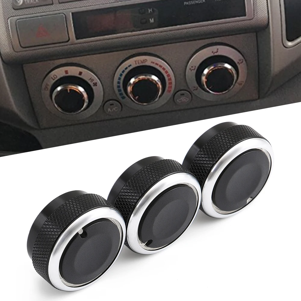 

3pcs Fit For Toyota Vios 2002-2006 Yaris Switch Knobs Heater Climate Control Buttons Dials Frame Ring A/C Air Con Accessories