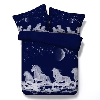 

3d printing comforter bedding sets bedspreads coverlet duvet covers twin full queen king size woven white horses animals adults