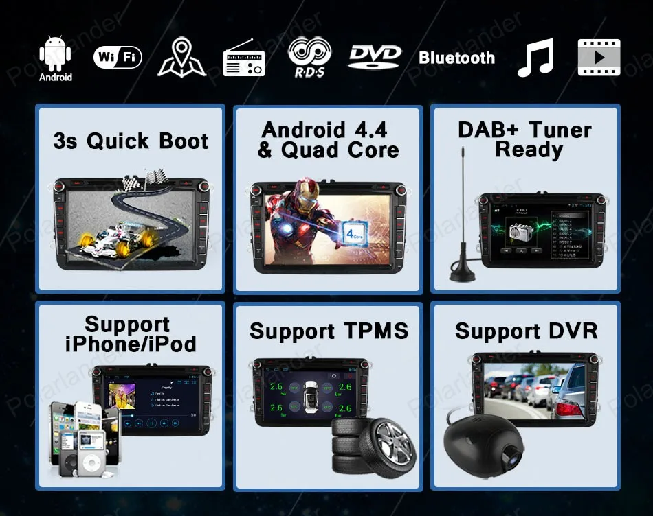 Cheap Android4.4 Car DVD For VW Golf 5 6 Polo Passat Jetta Tiguan Touran Skoda Octavia Seat Quad Core wifi 3G GPS radio 7