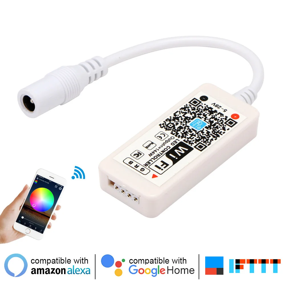 

For Amazon Alexa Google Home Assistant IFTTT Wireless WiFi LED Smart Controller for LED Strip Working for Android IOS Phone